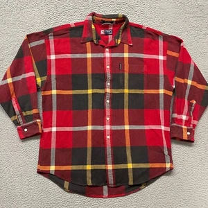 Chaps Ralph Lauren Shirt Mens XL Red Plaid Flannel Button Up Classic Holiday - Picture 1 of 9