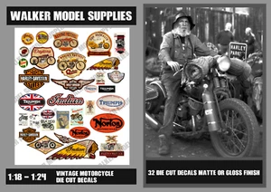 1:18 - 1:24 scale Pre-cut Vintage motorcycle Garage sign decals. Set 1 - Picture 1 of 1