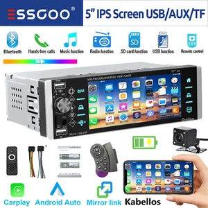 Autoradio 1 DIN Con 5" Schermo Wireless Carplay Android Auto Bluetooth USB + Cam - Foto 1 di 15