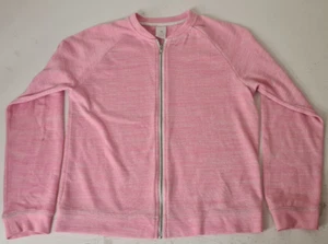 WOMENS ZIP UP CASUAL JUMPER PINK PATTERN SIZE 12 - Picture 1 of 3