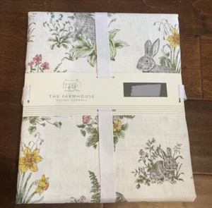 The Farmhouse Rachel Ashwell Easter Bunny Floral Tablecloth 70” Round - Picture 1 of 3