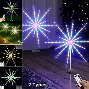 Solar LED Firework String Lights Christmas Outdoor Hanging Starburst Fairy Lamp - Picture 1 of 20