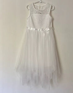 Pink Violet Girls Party Easter Wedding Dress White Size 6X