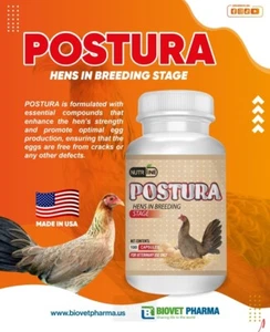 POSTURA for Hens Bone and Egg Builder 100 Caps Supplements Para Gallinas  - Picture 1 of 3