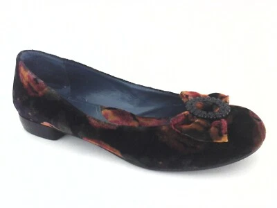 VIA SPIGA Velvet Floral Ballet Flats Bow Rhinestone Accent Slip On US 7.5 $225 - Image 1 of 4