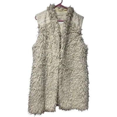 Chaleco Anthropologie Peludo de Piel Sintética Talla Grande Crema Capas Bordado Hei Hei Foto 1 de 4