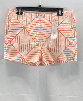 Pantalones Cortos Chinos Vineyard Vines Nuevos con Etiquetas Para Mujer Naranja Blanco Geométrico Elastizados Talla 8 Foto 1 de 4