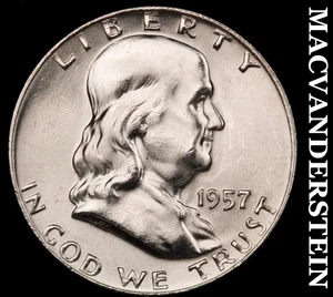 1957-D Franklin Half Dollar - Choice Gem Brilliant Unc++++  Lustrous  #F1085 - Picture 1 of 2