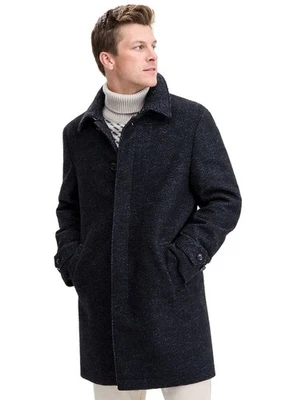 Tommy Hilfiger Mens Melange Herringbone Overcoat 38 Short Navy Coat - NWT $395 - Image 1 of 4