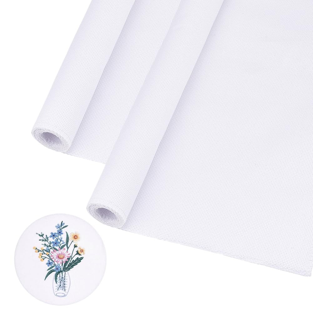 Tissu Aida 14 Ct Beige Clair - 48,3 X 71,1 Cm - Toile Rigide Pour Point De Croix - Coton Qualité
