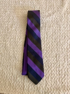 Corbata Samuelsohn Para Hombre Cuello de Seda Púrpura Azul Rayas Hecha en Italia Negocios Formal Foto 1 de 4