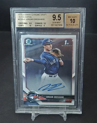 2018 JORDAN GROSHANS 1st Bowman Chrome Draft Auto RC - BGS 9.5/10 - Gem Mint - Image 1 of 2