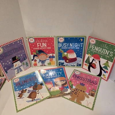 7 x atividades de Natal + adesivos livros de histórias infantis 1.750 adesivos e recortes - Imagem 1 de 4
