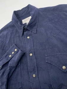 Ryan Michael Shirt Men's Medium Western Horses 100% Silk Snap Long Sleeve Cowboy - Picture 1 of 9