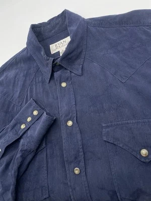 Camisa de vaquero Ryan Michael para hombre mediana Western Horses 100 % seda a presión manga larga Foto 1 de 4