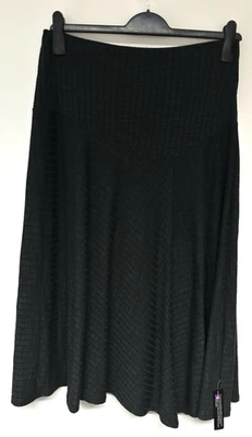 New! Roman UK14 black ribbed pull-on jersey lined midi length skirt - Imagem 1 de 4