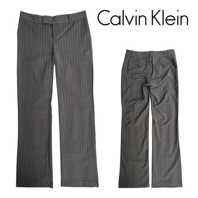 Pantalones de vestir CALVIN KLEIN para mujer 2 RILEY pierna recta pantalones a rayas GRIS NUEVO Foto 1 de 4
