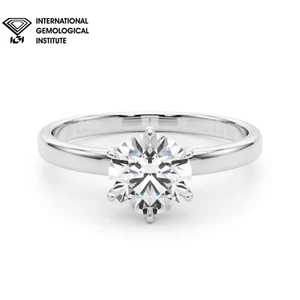 IGI Certified Round D/VS Lab-Grown Diamond Solitaire Engagement Ring In Platinum - Picture 1 of 29