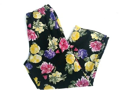 Pantalones de Carrera Chaus Negros Florales Multi Elásticos Cordón Cintura Talla 6 Foto 1 de 3