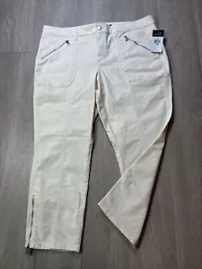 Ralph Lauren Cargo Ankle Pants Women’s 16 Cream Color Zip Trim Plus Size New - Picture 1 of 9
