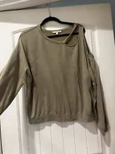 Sudadera abierta de un hombro verde mediana Express One Eleven para mujer talla mediana - Imagen 1 de 4