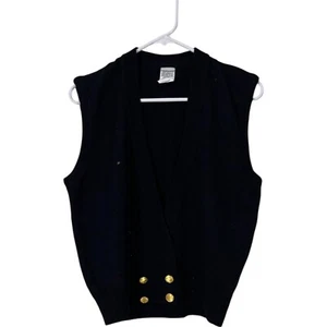 VF Imagewear Pullover Sweater Vest Womens Size M Black V Neck Knitted Acrylic - Picture 1 of 9