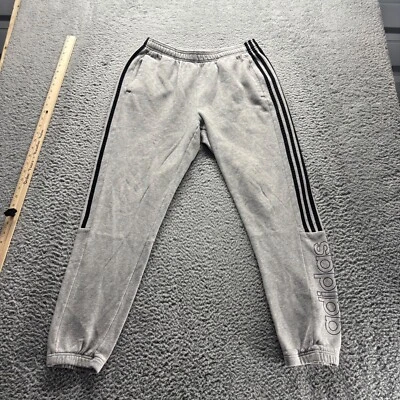 Pantalones de chándal Adidas para hombre grandes grises mezcla de algodón polar cónico 3 tiras Foto 1 de 4