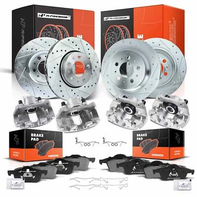 Rotor e pastilhas de freio perfurados + pinça de freio dianteira e traseira para Volvo S60 01-09 S80 - Imagem 1 de 4