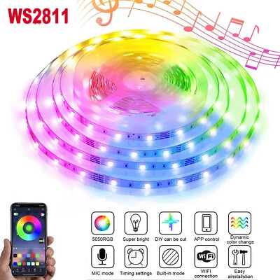 5m 10m 15m WS2811 SMD5050 LED Streifen RGB IC Leiste Adressierbare 12V nur Strip - Bild 1 von 4