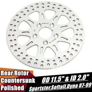 Polished 11.5" Rear Brake Rotor for Harley Heritage Softail Fat Boy FLSTF 87-99 - Picture 1 of 8