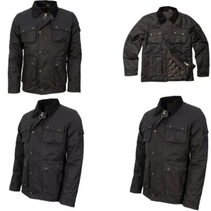 GAME Mens Long Sleeve Waxed Cotton jacket Zip up Multi Pocket Collared Coat - Picture 1 of 11