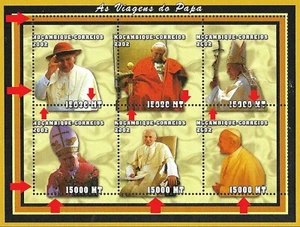 Mozambique 2002 MNH - Error Sheet Misperforation - Pope John Paul II Religion - Picture 1 of 1