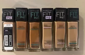 Mixed Shades~6 Maybelline Fit Me Foundation~ Buff/Beige/Brown/Porcelain~ - Picture 1 of 6