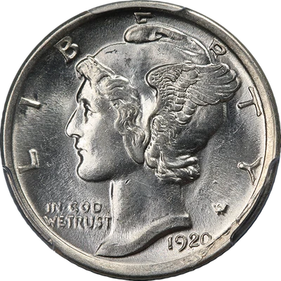 1920-P Mercury Dime PCGS MS63 FB Blazing White Superb Eye Appeal - Image 1 of 4