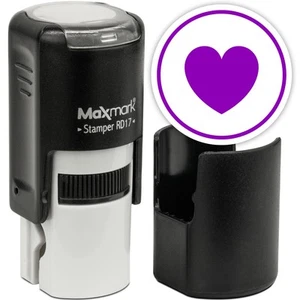 Round Self Inking Emoji Stamp - Heart - Purple Ink - Picture 1 of 5