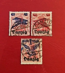 Francobolli postali aerei timbrati Danzica 1920 minr 50-52 - Foto 1 di 3