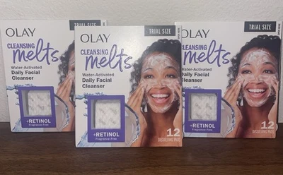 3 X Olay Cleansing Melts + Limpiador Facial Retinol, 12ct, Jabón Facial Activado por Agua Foto 1 de 4