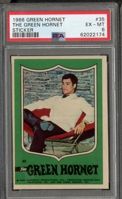 1966 Green Hornet Sticker #35 PSA 6 BRUCE LEE ROOKIE UNMASKED - POP 11 - RARE! - Image 1 of 2