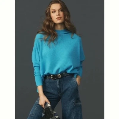 Suéter Anthropologie Maeve The Shea de cachemir de gran tamaño azul Foto 1 de 4