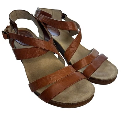 Abeo Biana Block Heel Leather Sandals Brown Women's Size 8 EUC - Image 1 of 4