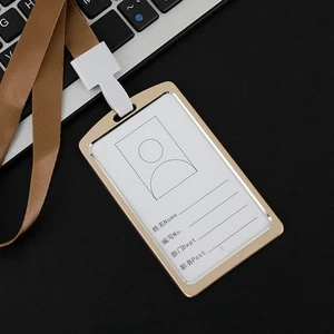 Aluminum Vertical ID Card Badge Holder Business Work Bus Card Case Cover Lanyard - Picture 1 of 4