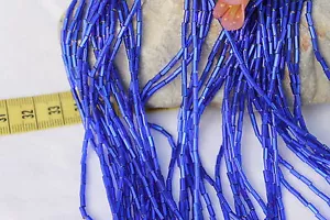 Cuentas de corneta de vidrio checo de cobalto #2 rectas forradas de plata de 4 mm artesanías joyería/hank - Imagen 1 de 1