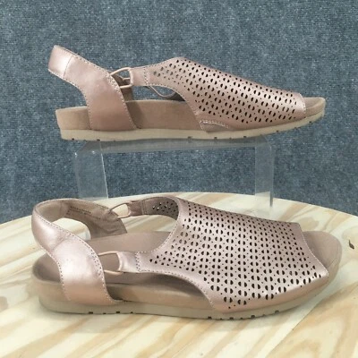 Earth Sandals Womens 9 M Laveen Laser Cut Slingback Rose Gold Leather Metallic - Image 1 of 4