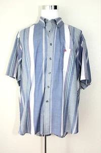 VTG KNIGHTS OF ROUND TABLE Casual Shirt SS White Blue Pink Stripes Big 3X #03 - Picture 1 of 8