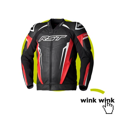 RST Tractech Evo 5 Motorcycle Leather Jacket (CE) - Red/Black/White