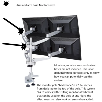 Quad Monitor Articulating Monitor Desk Mount, up to 4+ 27" monitors 17.6lb each - Image 1 of 3