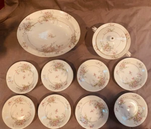 Vintage Theodore Haviland NY Apple Blossom China Veggie Bowl, bowls, sugar bowl - Picture 1 of 8
