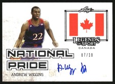 2015 Leaf Legends of Sport National Pride Auto Silver Andrew Wiggins /10