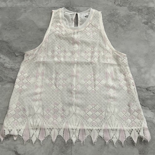 OFF WHITE Canotta GXF Gentle Fawn in pizzo taglia S camicia bianca e rosa sporco
