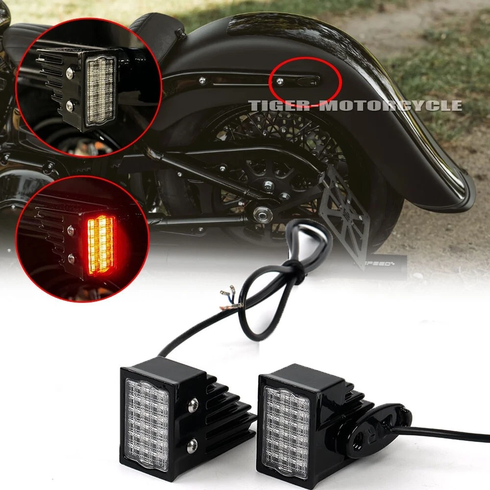 For Harley 2018-24 M8 Softail Street Bob FXBB/FXBBS Black Rear Light Turn Signal - Image 1 of 4